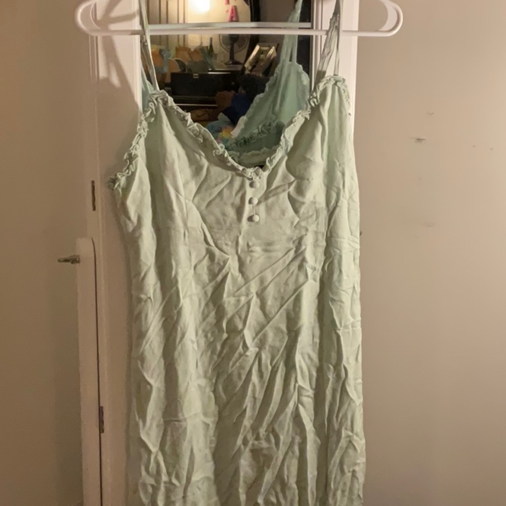 Forever 21 lightweight mint green Floor length dress with slit on left side NWT